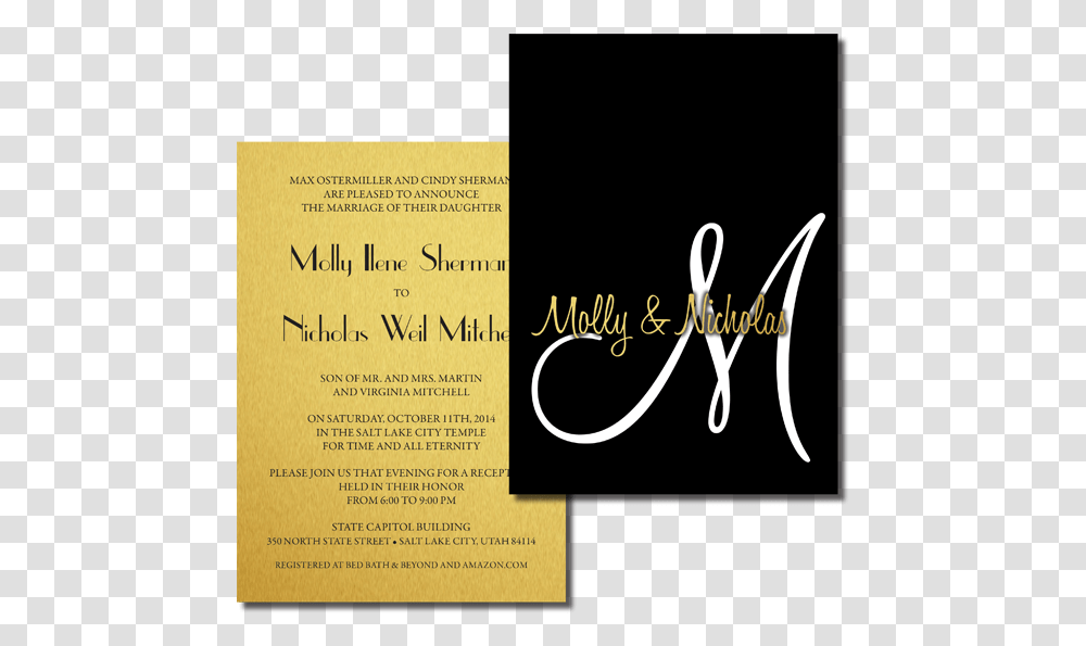 Two Sided Invitation Wedding, Handwriting, Calligraphy, Paper Transparent Png