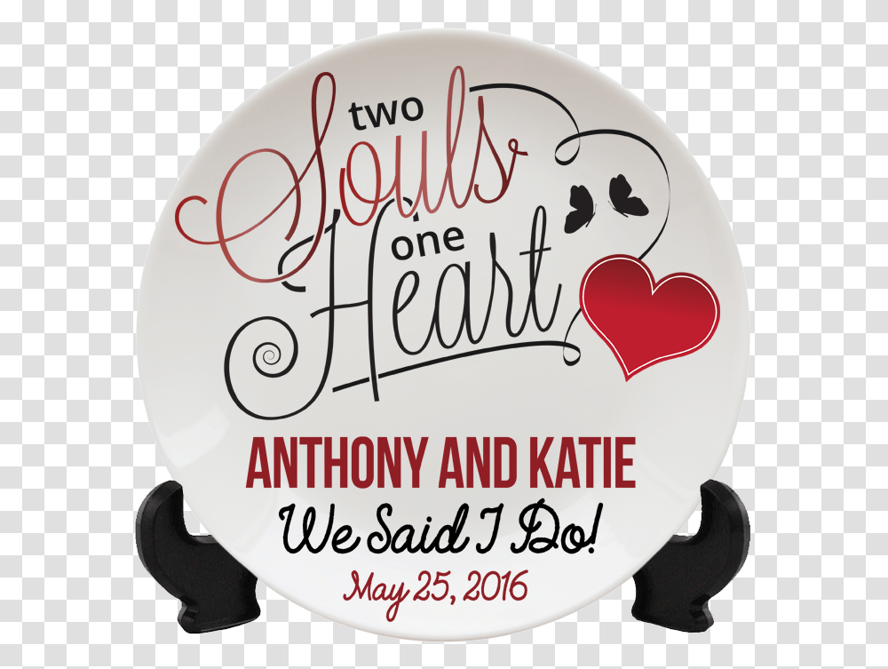 Two Souls One Heart Wedding Keepsake Personalized Plate Two Souls One Heart Quotes, Label, Alphabet Transparent Png