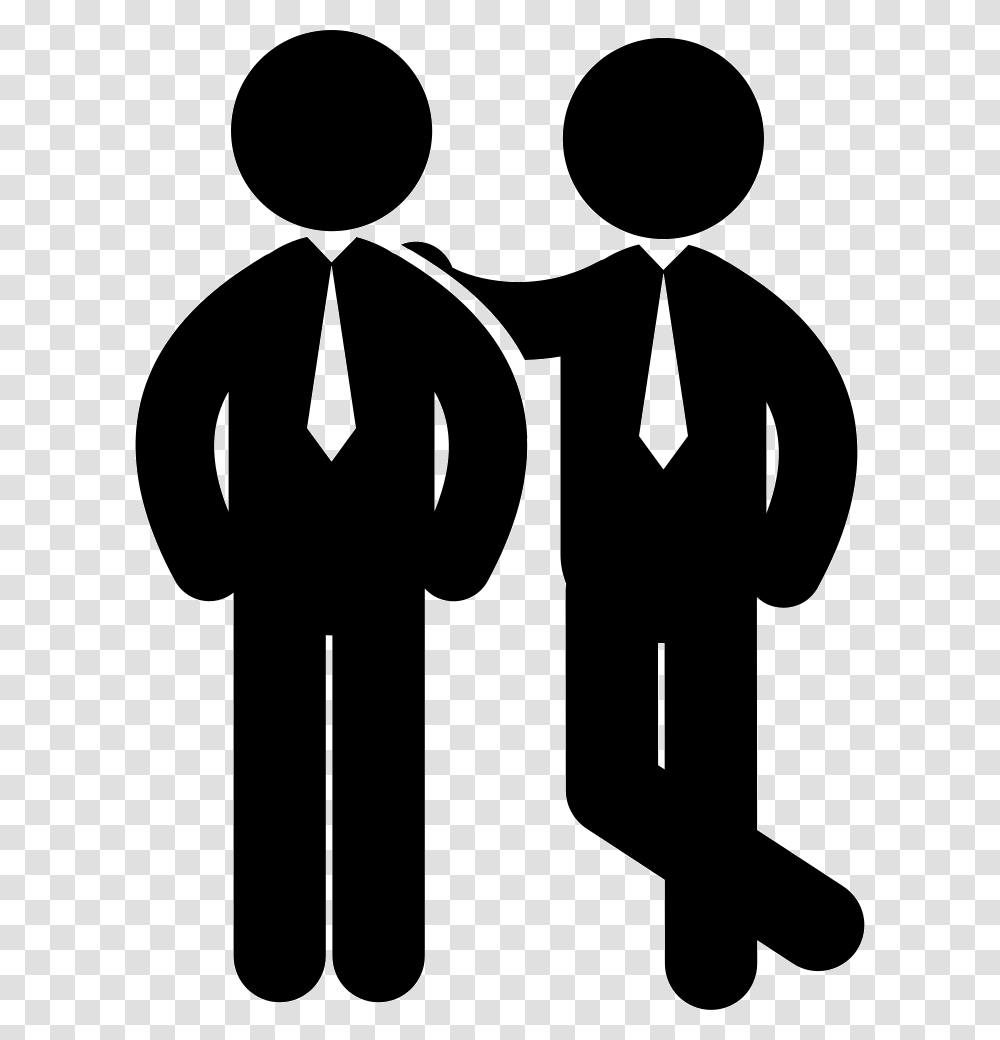 Two Standing Businessmen Side By Side Side By Side Icon, Hand, Stencil, Person, Human Transparent Png