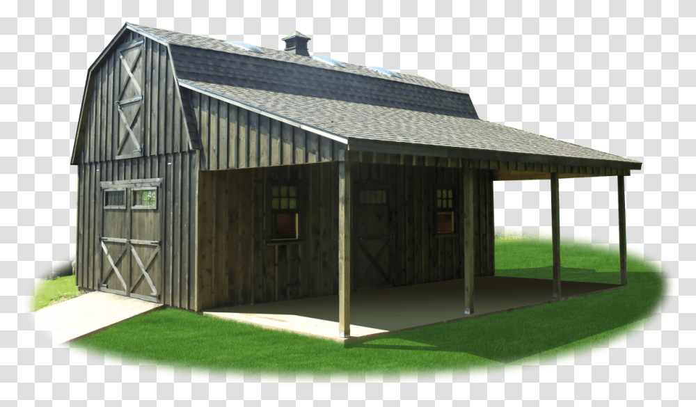 Two Story Workshop Package Board N Batten Gambrel Barn Adding A Lean To To A Barn, Housing, Building, House, Grass Transparent Png