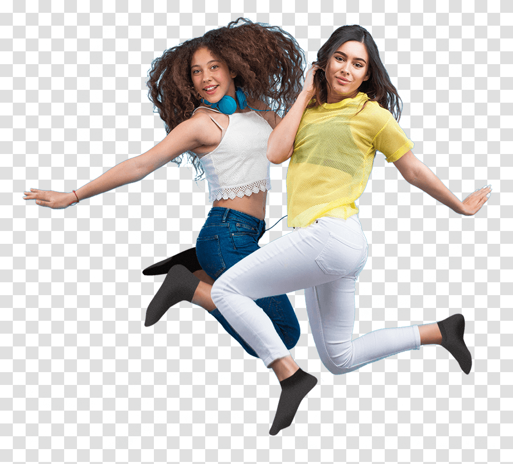 Two Teen Girls Jumping Girls Jumping At Sky Zone, Dance Pose, Leisure Activities, Person Transparent Png