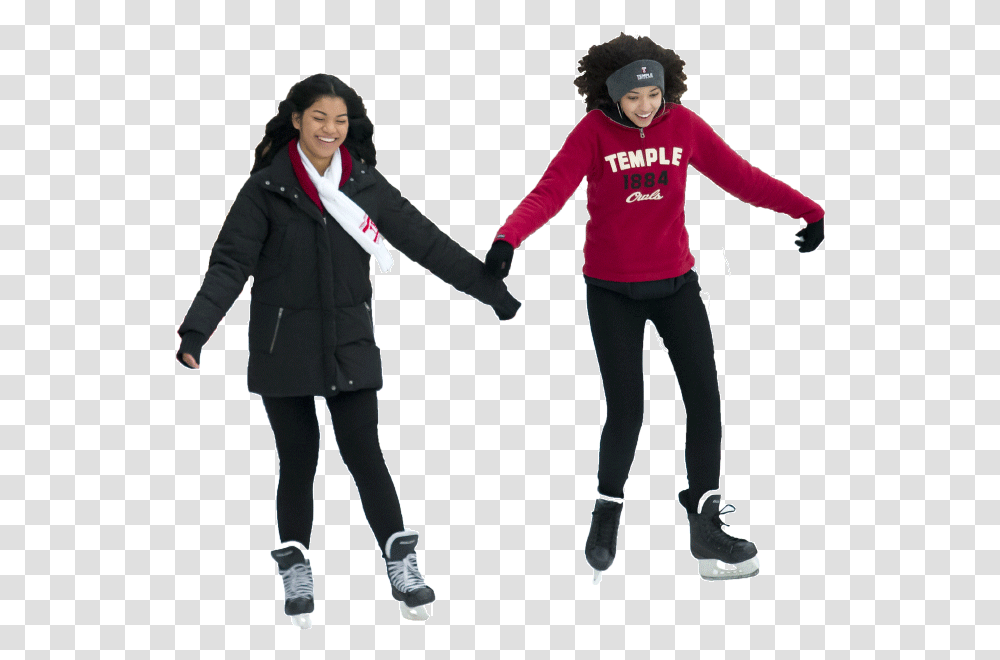 Two Temple Students Ice Skating Ice Skating, Person, Long Sleeve, Sport Transparent Png
