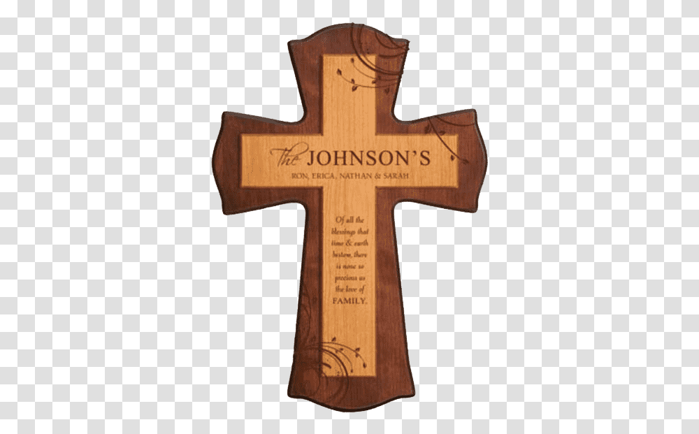 Two Toned Cherry Wooden Cross With Custom Engraving Wooden Crosses, Axe, Tool, Crucifix Transparent Png
