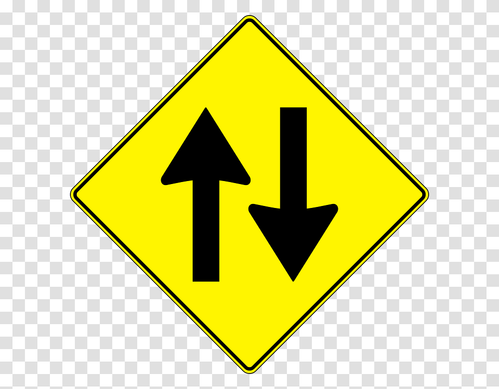 Two Way Street Traffic Signs Arrow Road Street Left Lane End Sign, Road Sign Transparent Png