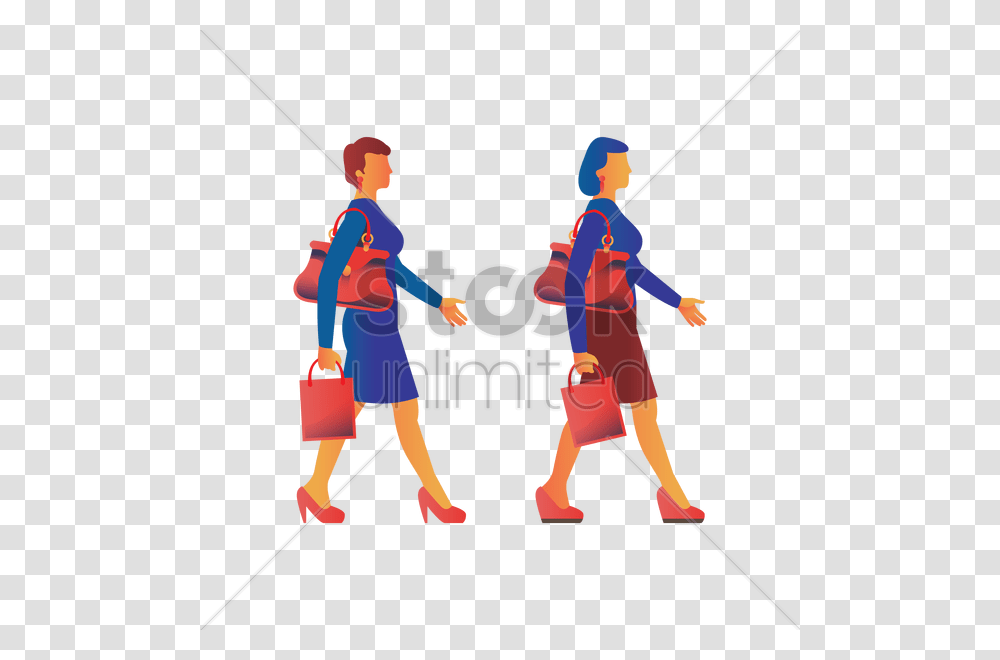 Two Women Walking With Shopping Bag And Hand Bag Vector Image, Duel, Person, Leisure Activities, Water Transparent Png