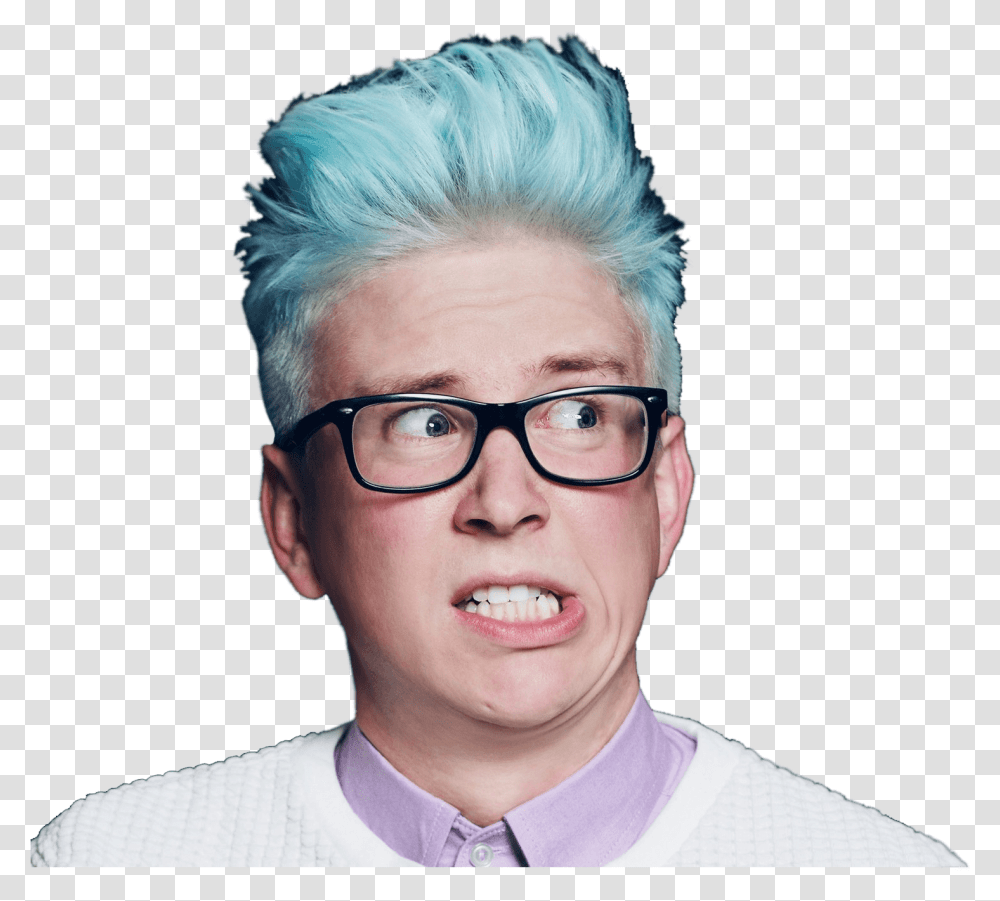 Tyler Oakley Blue Hair, Glasses, Accessories, Person, Face Transparent Png