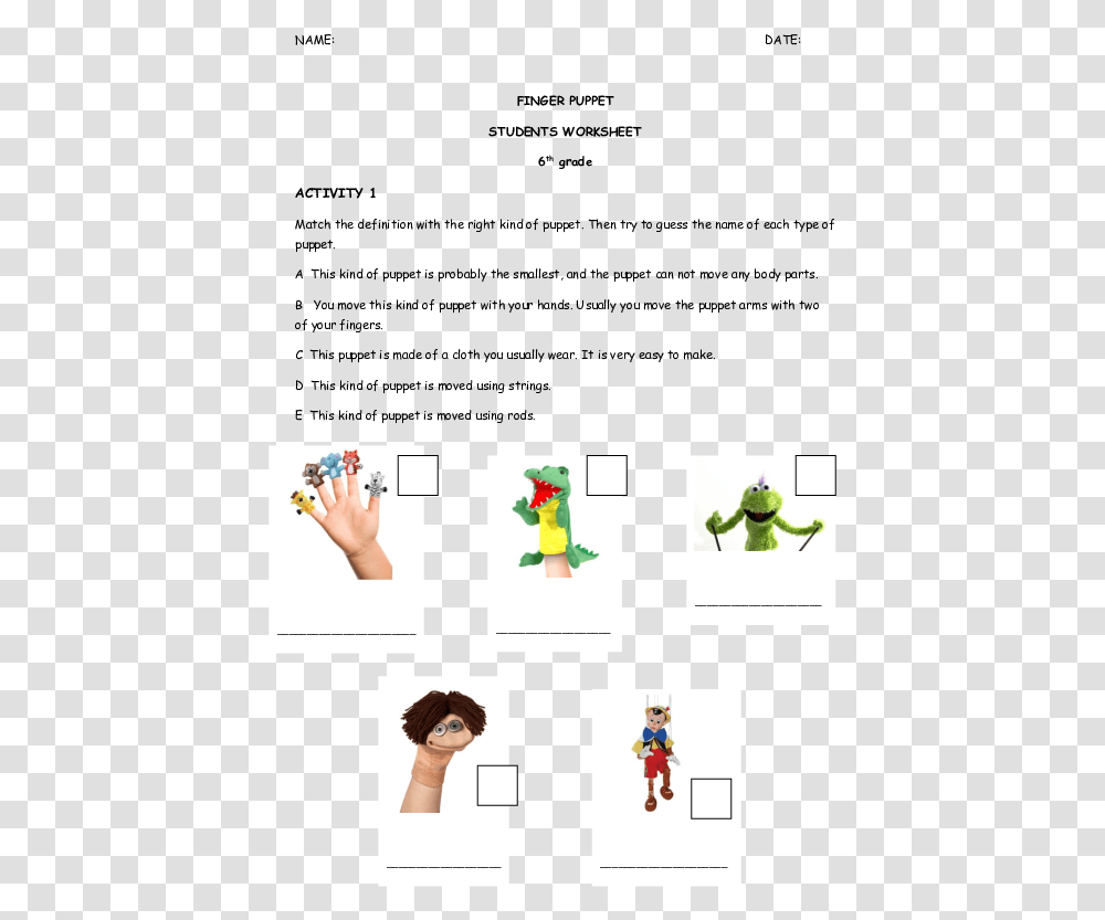 Types Of Puppet Worksheet, Person, Human, Number Transparent Png