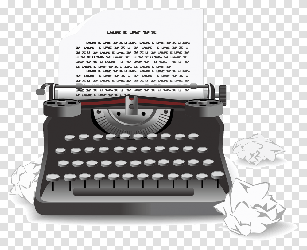Typewriter With Paper Clip Art, Mixer, Appliance, Electronics, Food Transparent Png