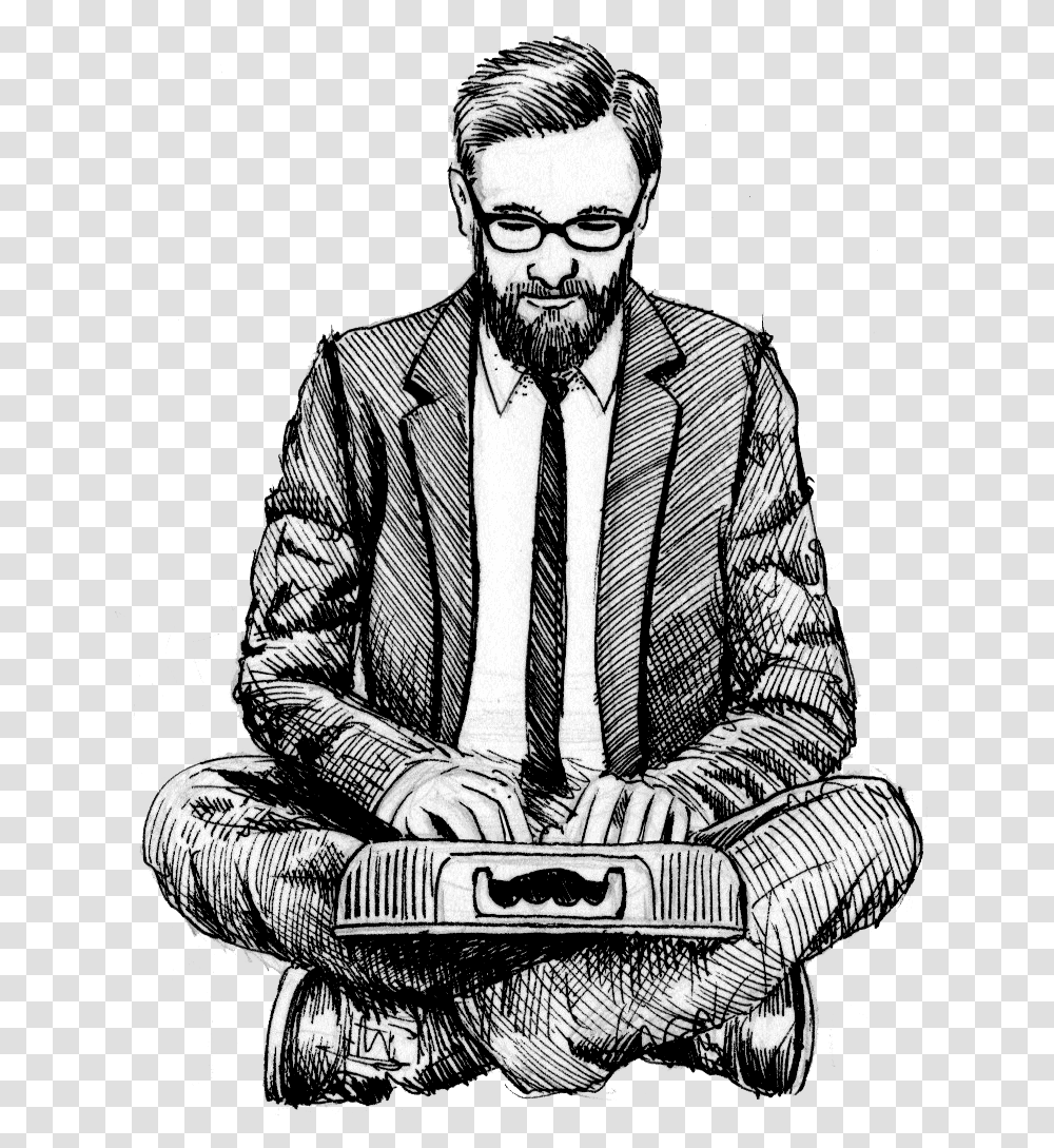 Typing Clip Art, Tie, Person, Drawing, Face Transparent Png