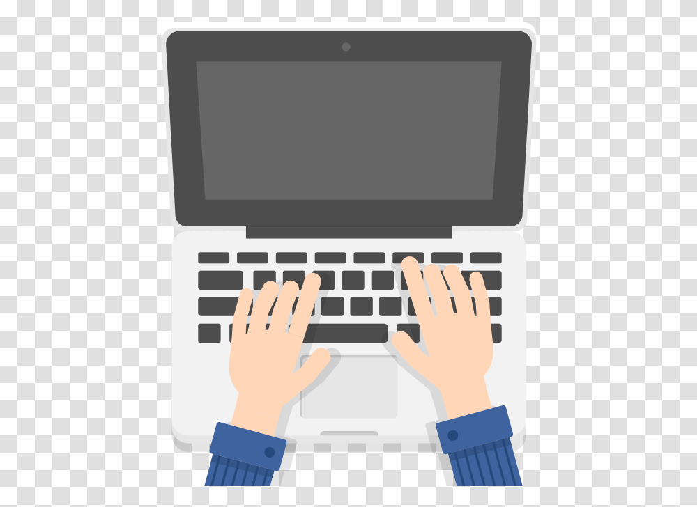 Typing On Laptop Cartoon, Pc, Computer, Electronics, Keyboard Transparent Png