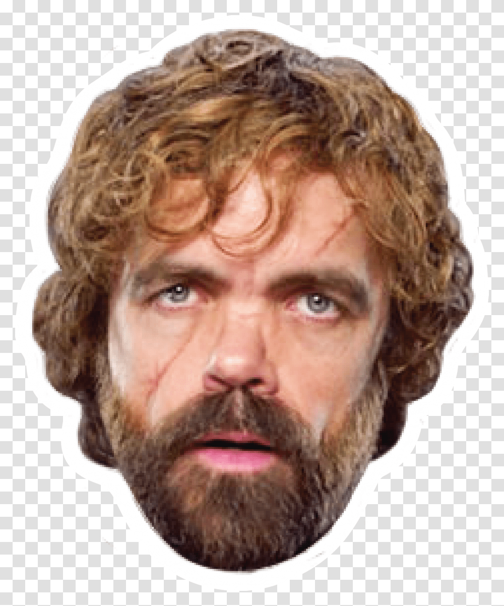 Tyrion Lannister Celebrity Head Sticker, Face, Person, Human, Beard Transparent Png