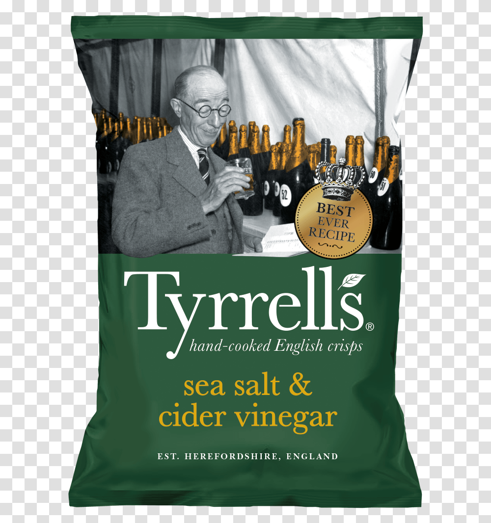 Tyrrells Cider Vinegar Chips, Person, Alcohol, Beverage, Poster Transparent Png