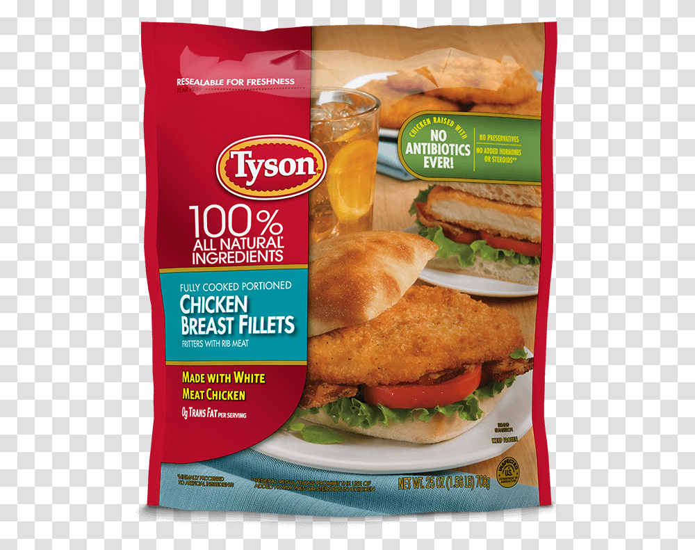 Tyson Southern Chicken Tenderloins, Burger, Food, Sandwich, Bread Transparent Png