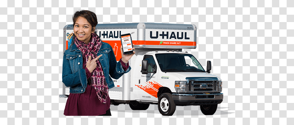 U Haul 247 Selfservice Uhaul Truck Share 24 7, Person, Vehicle, Transportation, Mobile Phone Transparent Png
