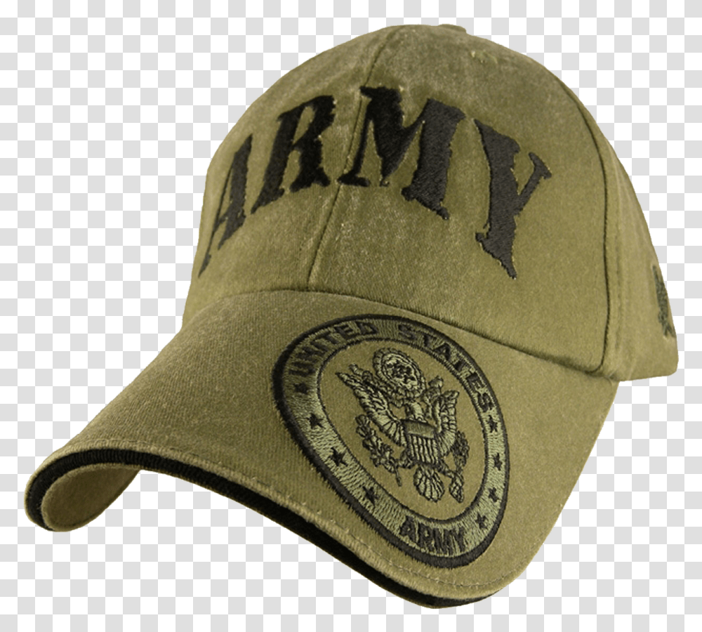 U S Army Cap Cotton Od Green Baseball Cap, Apparel, Hat Transparent Png