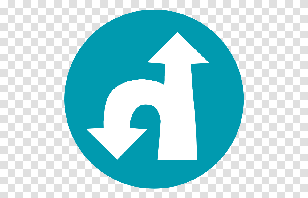 U Turn Left Straight Ahead Youtube Logo Blue, Recycling Symbol, Sign, First Aid Transparent Png