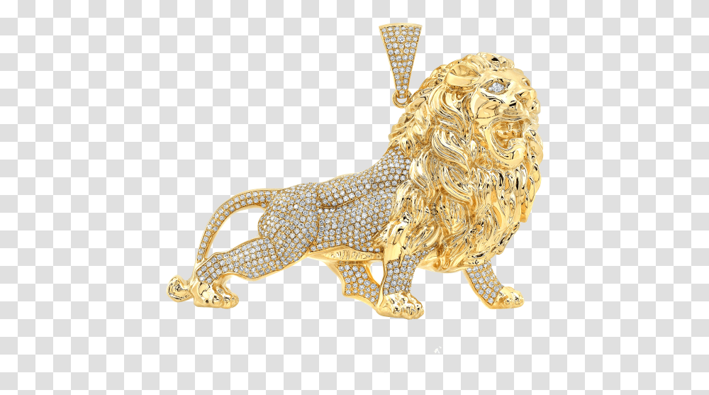 Ude Lion Necklace Gold Diamond Lion Pendant, Dinosaur, Animal, Mammal, Ivory Transparent Png
