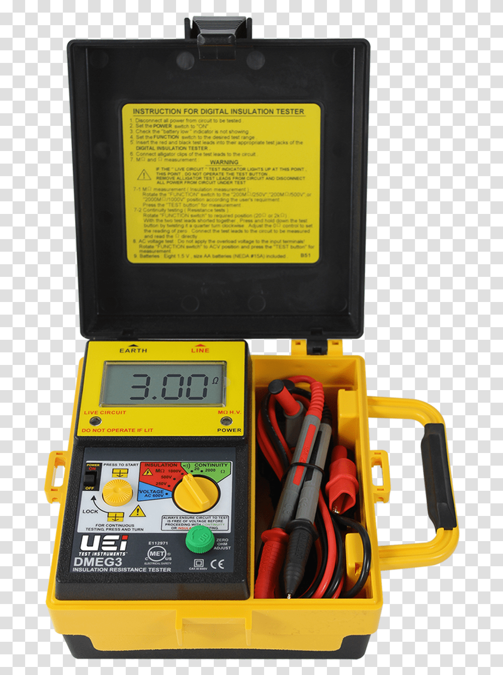 Uei Dmeg3 Digital Insulation Resistance Tester Electronics, Bomb, Weapon, Weaponry, Dynamite Transparent Png