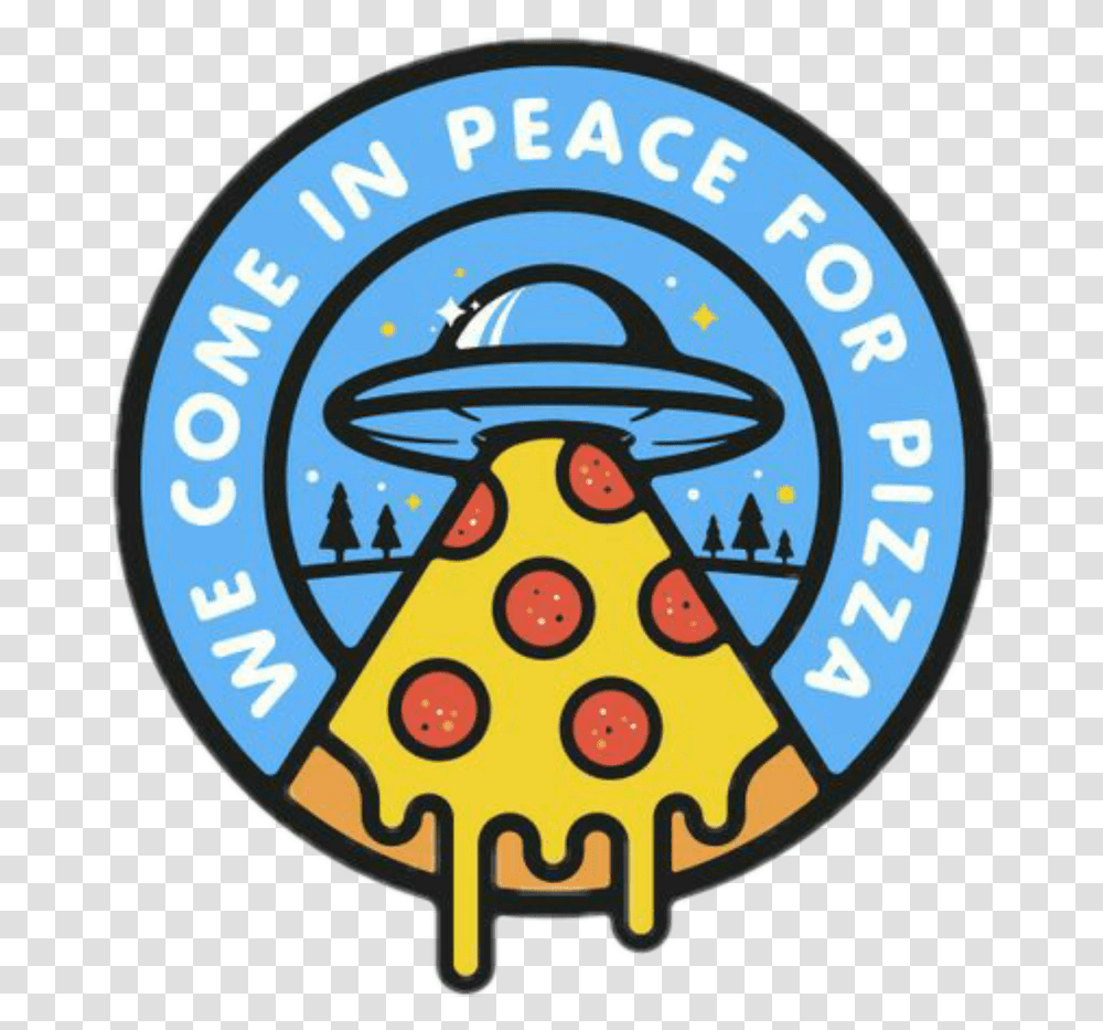 Ufo Drawing Pizza We Come In Peace Pizza, Logo, Trademark Transparent Png