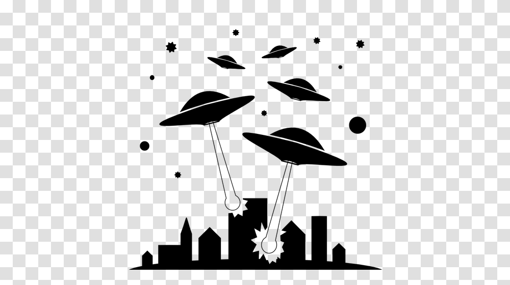 Ufos Attack City Vector Illustration, Outdoors, Nature, Astronomy, Outer Space Transparent Png