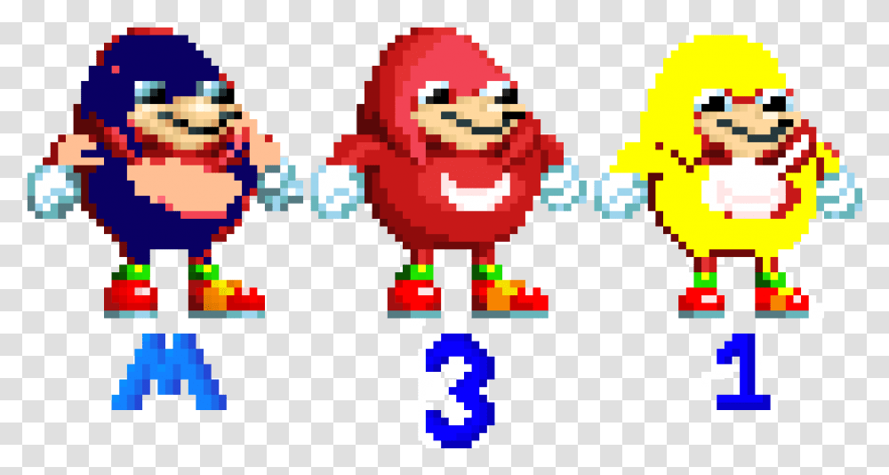 Ugandan Knuckles Sonic, Super Mario, Pac Man Transparent Png