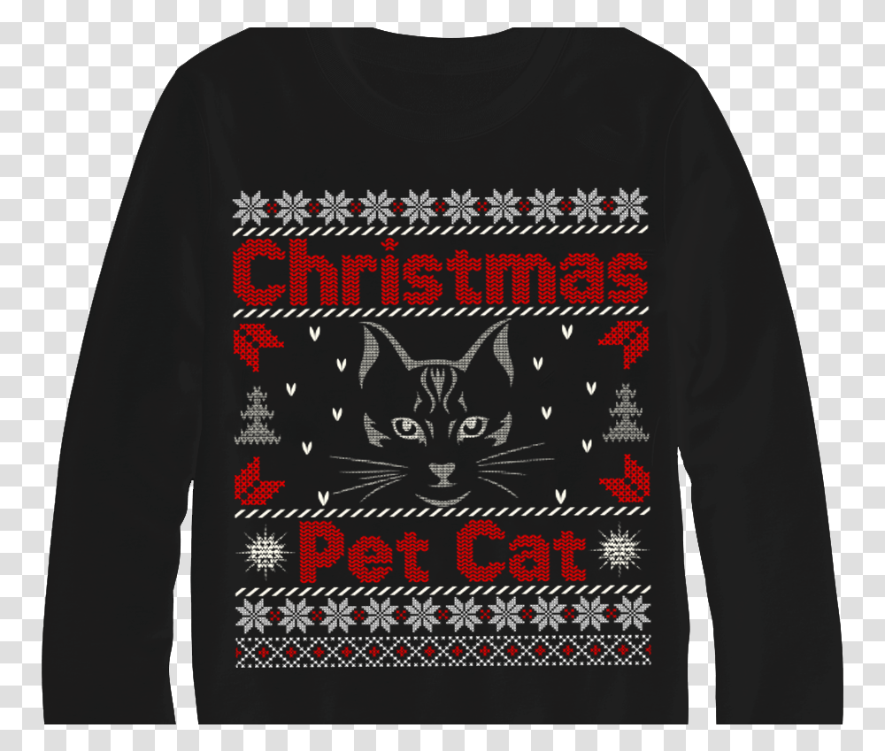 Ugly Christmas Pet Cat Sweater Design Logo Patriotic Ugly Shirt Christmas Design, Sleeve, Apparel, Long Sleeve Transparent Png