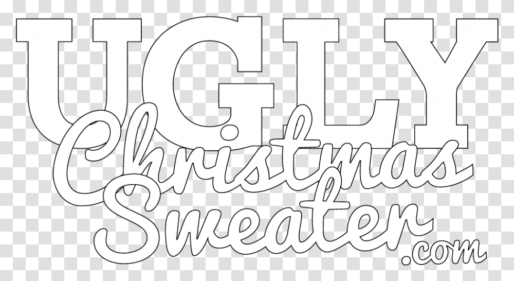Ugly Christmas Sweater Logo White Calligraphy, Alphabet, Label, Letter Transparent Png