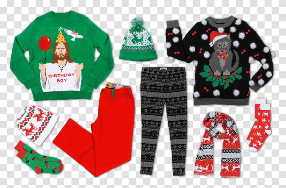 Ugly Christmas Sweaters The Holiday Background Christmas Pjs, Clothing, Apparel, Long Sleeve, Person Transparent Png