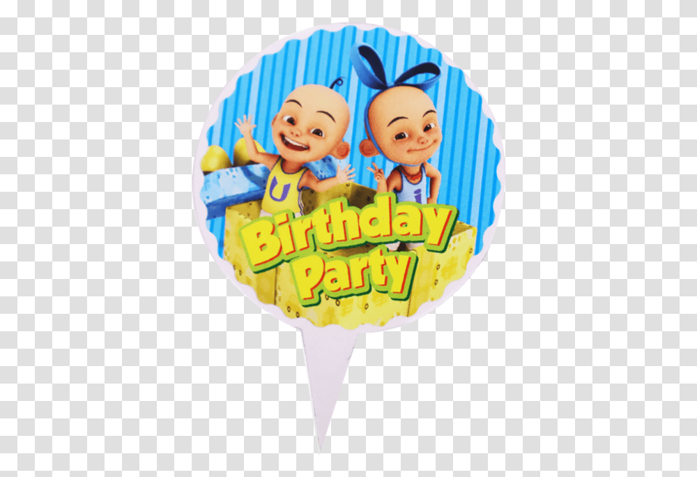 Ui Birthday Cupcake Topper Set 1 30 Pcs Rtc Happy Birthday Upin Ipin, Person, People, Food, Cream Transparent Png