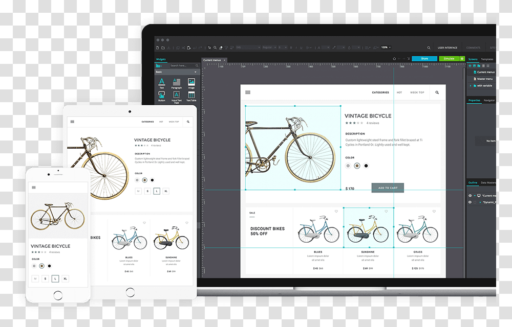 Ui Ux Development Justinmind Wireframe, Bicycle, Vehicle, Transportation, Computer Transparent Png