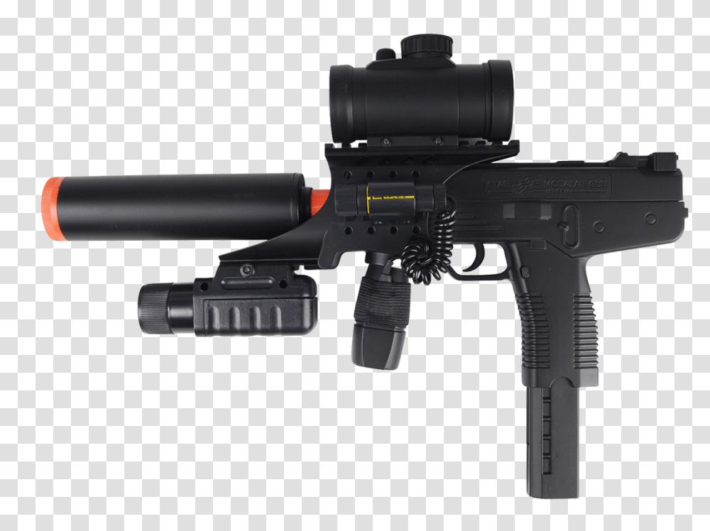 Uk Arms M30 Tmp Spring Smg Airsoft Smg Mock Suppressor Airsoft Laser Flashlight, Gun, Weapon, Weaponry, Rifle Transparent Png