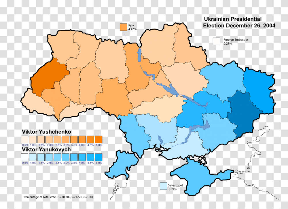 Ukraine Presidential Dec 2004 Vote A Ukraine Gdp Per Capita Map, Diagram, Plot, Atlas Transparent Png