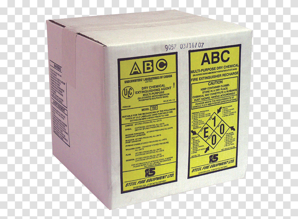 Ulc Classified Abc Dry Chemical 50 Lb Carton Box, Cardboard, Label, Bottle Transparent Png