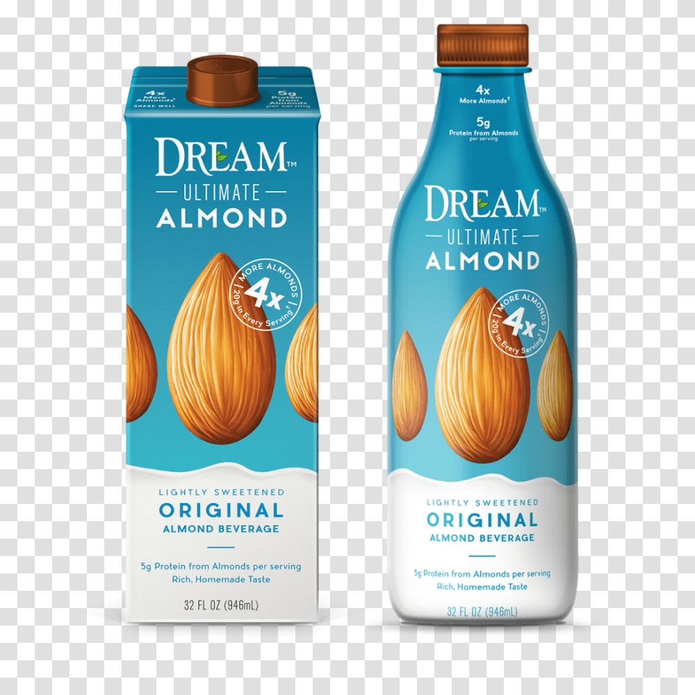 Ultimate Original Almond Beverage Dream Plant Based, Bottle, Shampoo, Cosmetics Transparent Png