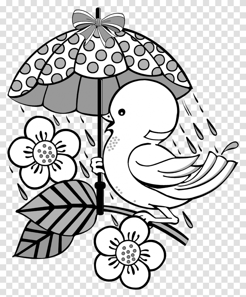 Umbrella Bird Clipart Outline Pictures For Glass Painting, Flower, Plant, Blossom Transparent Png
