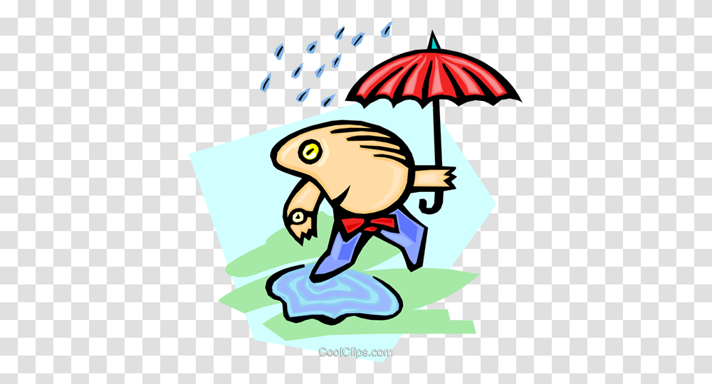Umbrella Man Walking Through Puddle Royalty Free Vector Clip Art, Poster, Advertisement, Canopy Transparent Png