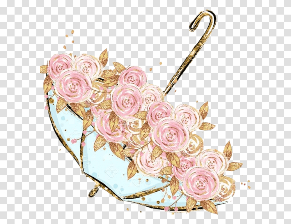 Umbrella Pink Umbrellas Flower Pink Glamour Gold Rose Gold Flower, Plant, Blossom, Floral Design, Pattern Transparent Png