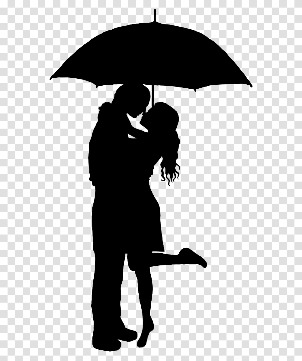 Umbrella Silhouette Couple Kiss, Person, Human, Kneeling, Photography Transparent Png