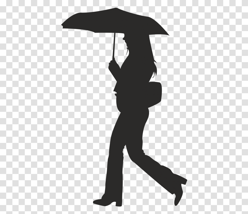 Umbrella, Silhouette, Person, Human, Stencil Transparent Png