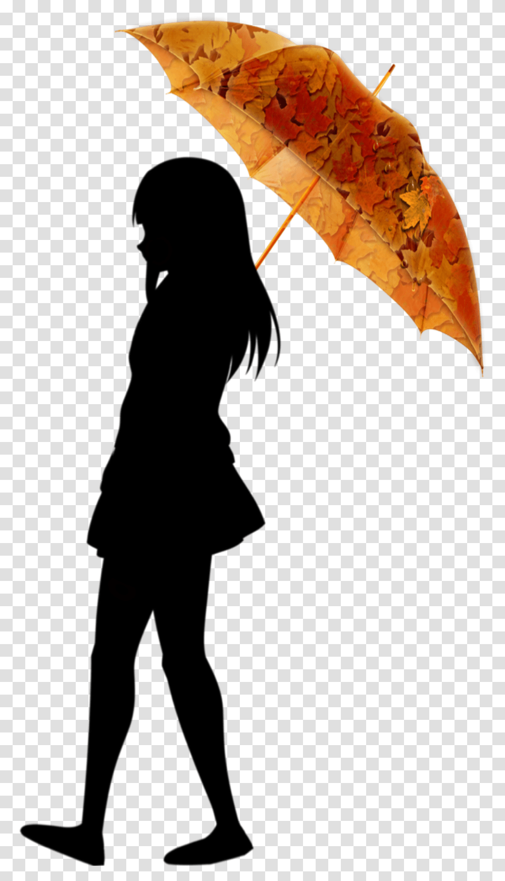 Umbrella Silhouette Silhouette, Leaf, Plant, Tree, Maple Transparent Png