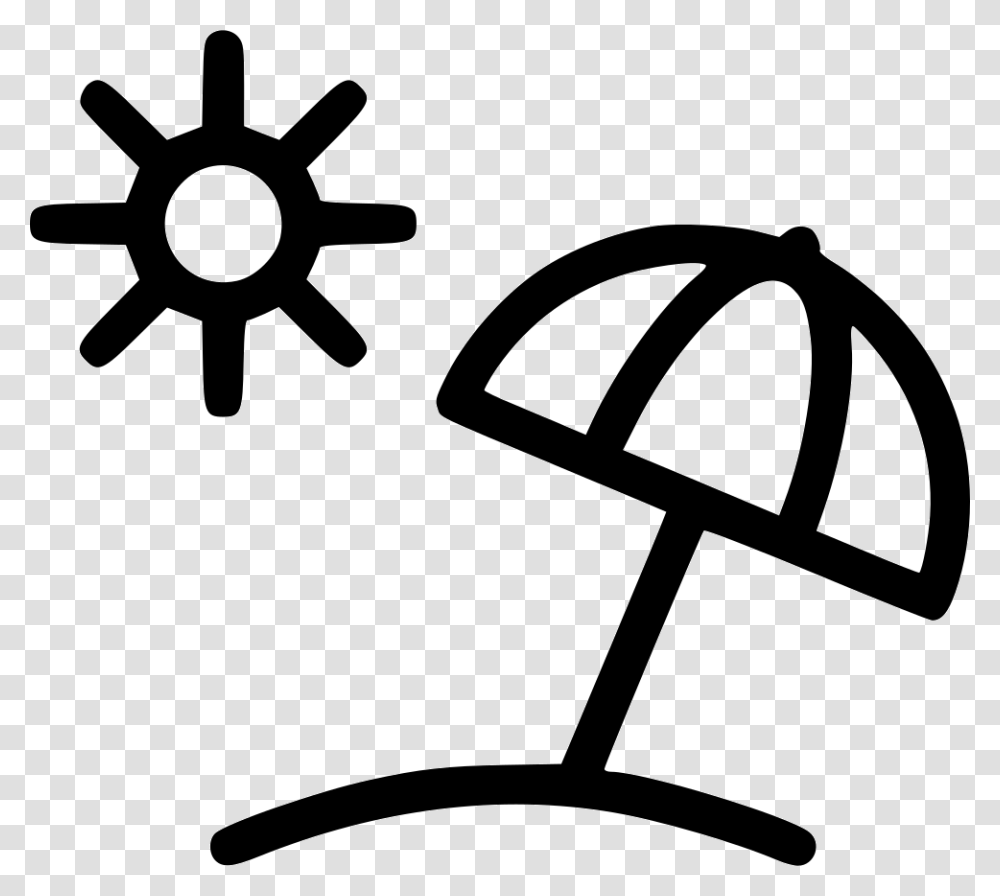 Umbrella Sun Beach Summer Summer Icon Black And White, Stencil, Silhouette, Cross Transparent Png
