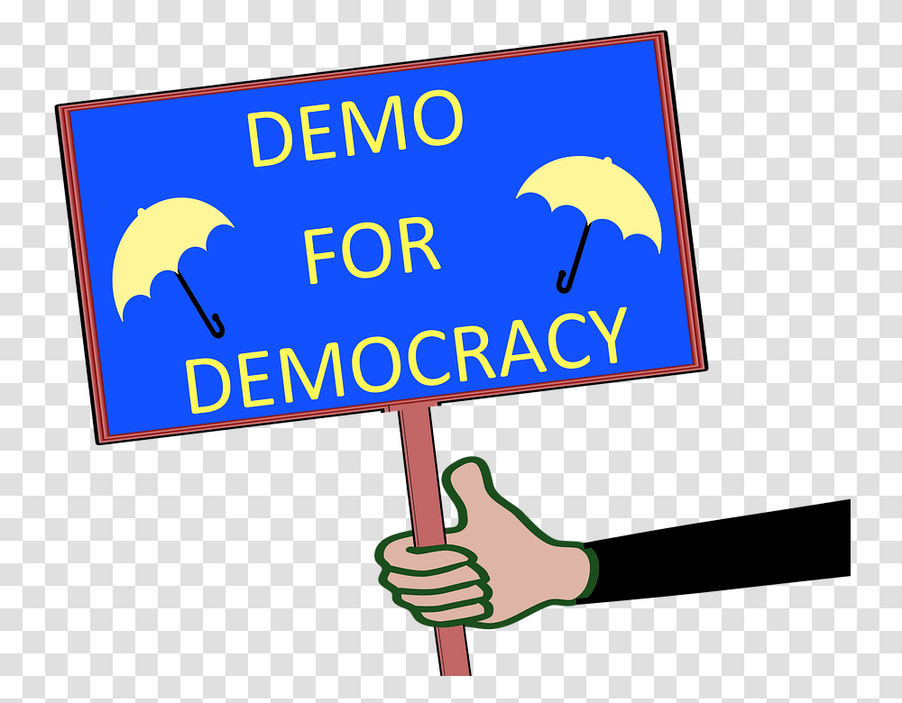 Umbrella Yellow Democracy Sign Placard Brolly, Hand, Sport Transparent Png
