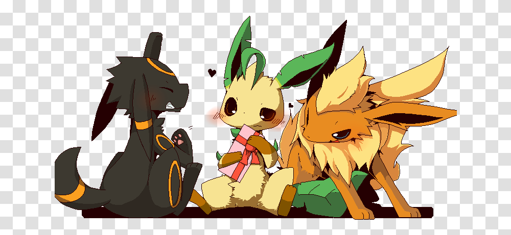 Umbreon Flareon And Leafeon Pokemon Drawn By Shin Flareon Leafeon And Umbreon, Graphics, Art, Plant, Meal Transparent Png