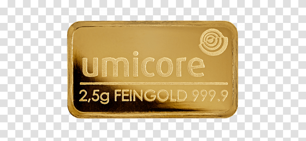 Umicore Goldshop Goudbaar 25 G Umicore 5 Gram Gold Bar, Text, Label, Paper, Plaque Transparent Png