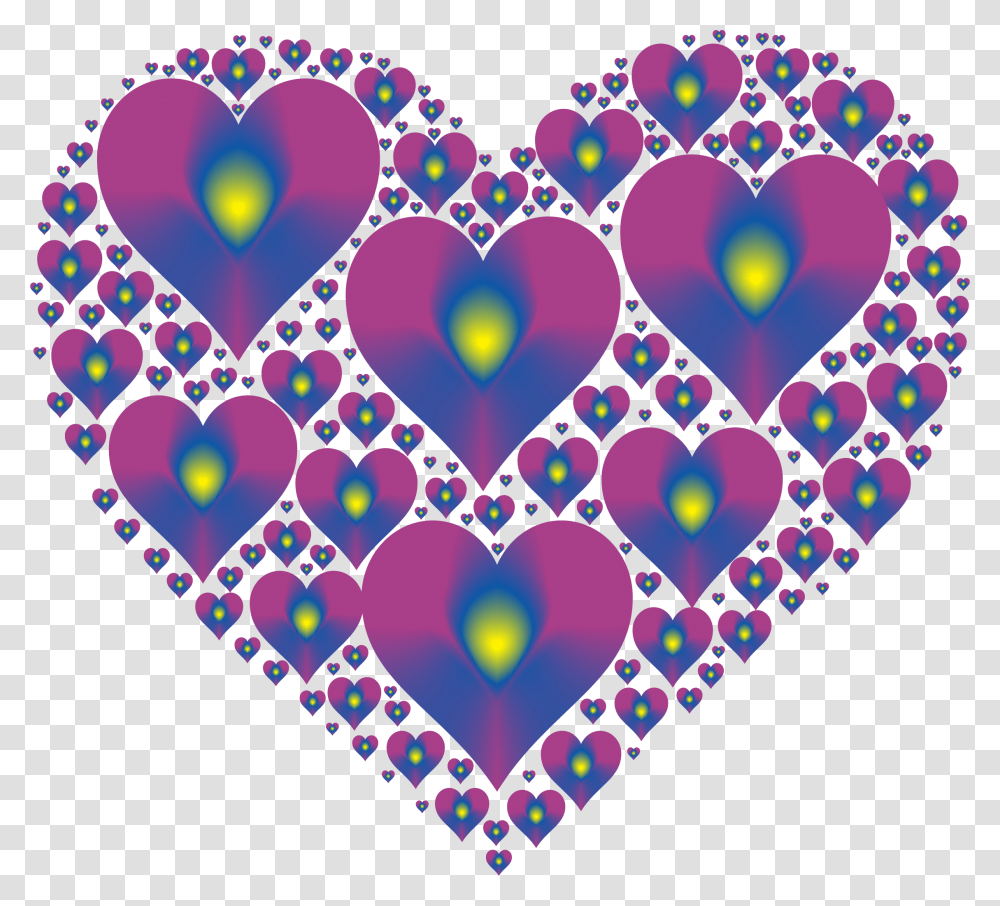 Un Corazon De Corazones Love Hearts, Pattern, Ornament, Fractal, Purple Transparent Png
