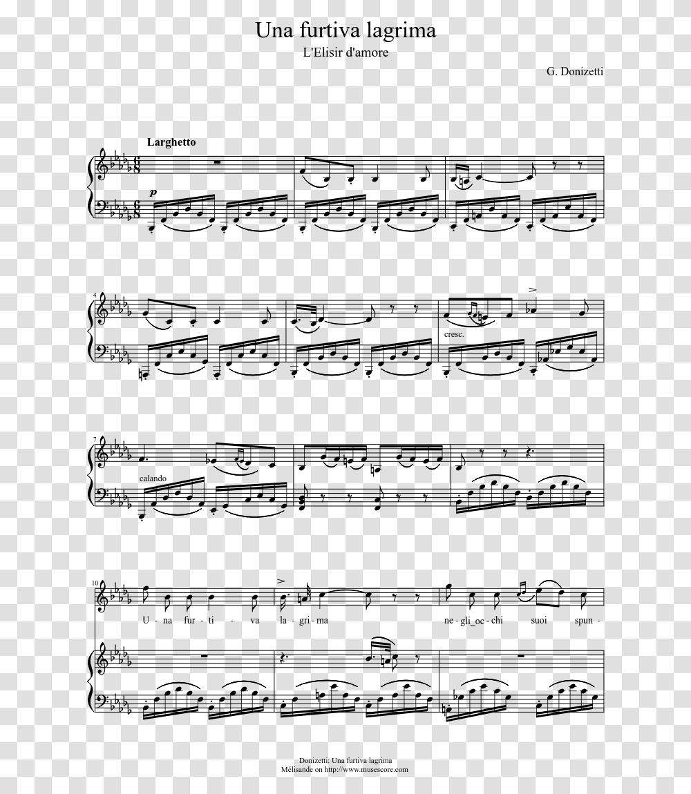 Una Furtiva Lagrima Sheet Music Composed By G Hot Dog Led Zeppelin Piano Sheet Music, Gray, World Of Warcraft Transparent Png