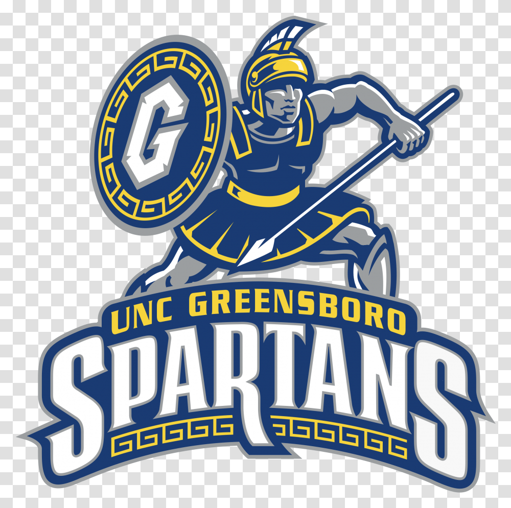 Unc Greensboro Spartans Logo, Emblem, Person Transparent Png