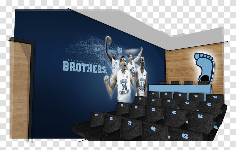 Unc Men's Basketball Facility Built Environments On Banner, Person, People, Crowd, Word Transparent Png