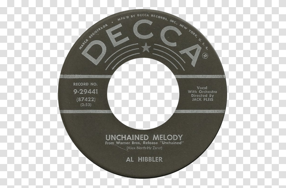 Unchained Melody By Al Hibbler Us Vinyl Haley Rock Around The Clock, Label, Disk Transparent Png