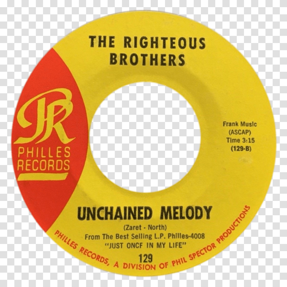 Unchained Melody By Righteous Brothers 1965 Us Vinyl Unchained Melody The Righteous Brothers Record, Label, Disk Transparent Png